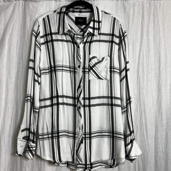 Rails Size M White and Black Flannel - Picture 1 of 3